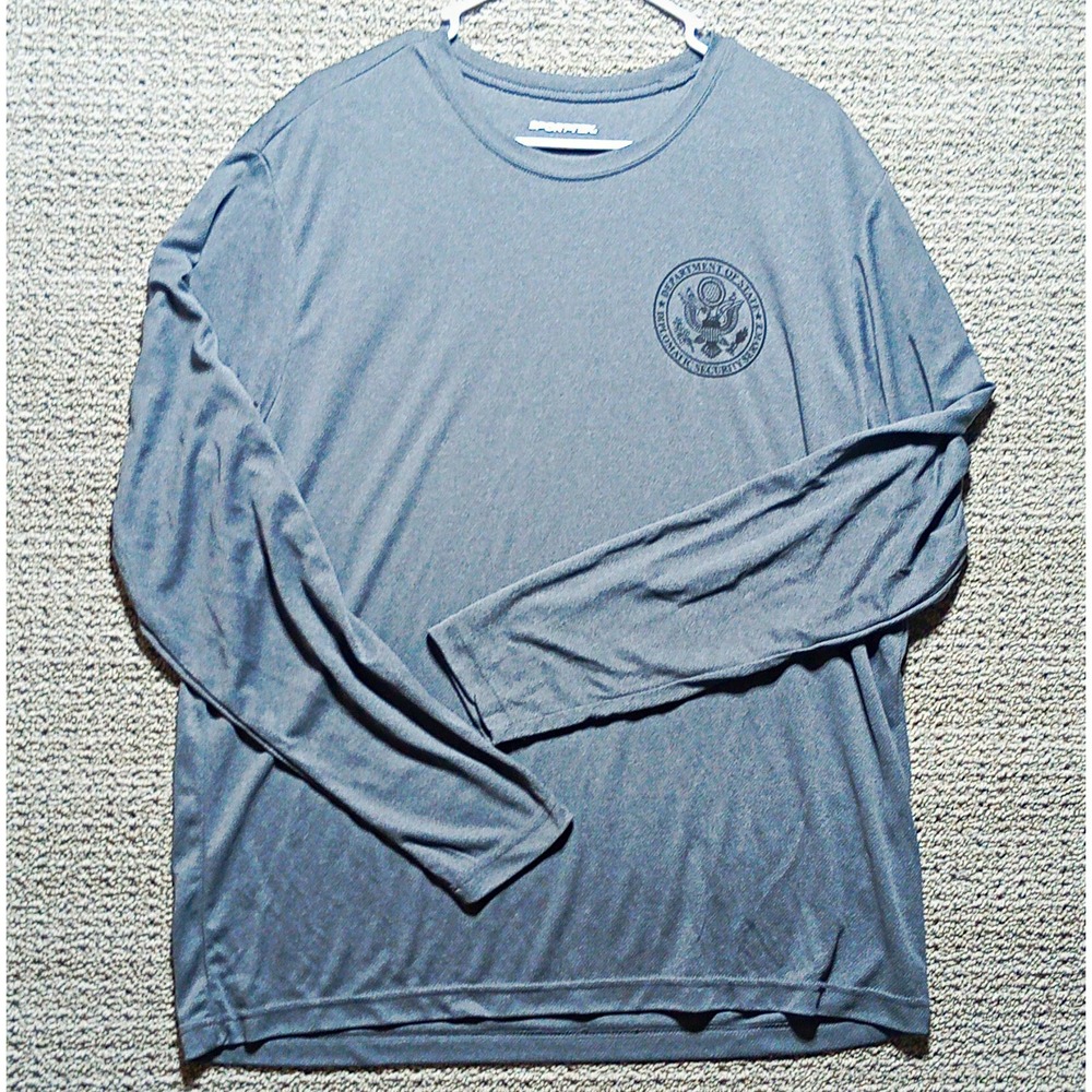 Sport-Tek Men's XL Gray Long Sleeve Crew Neck T-Shirt Dept of State Logo K3